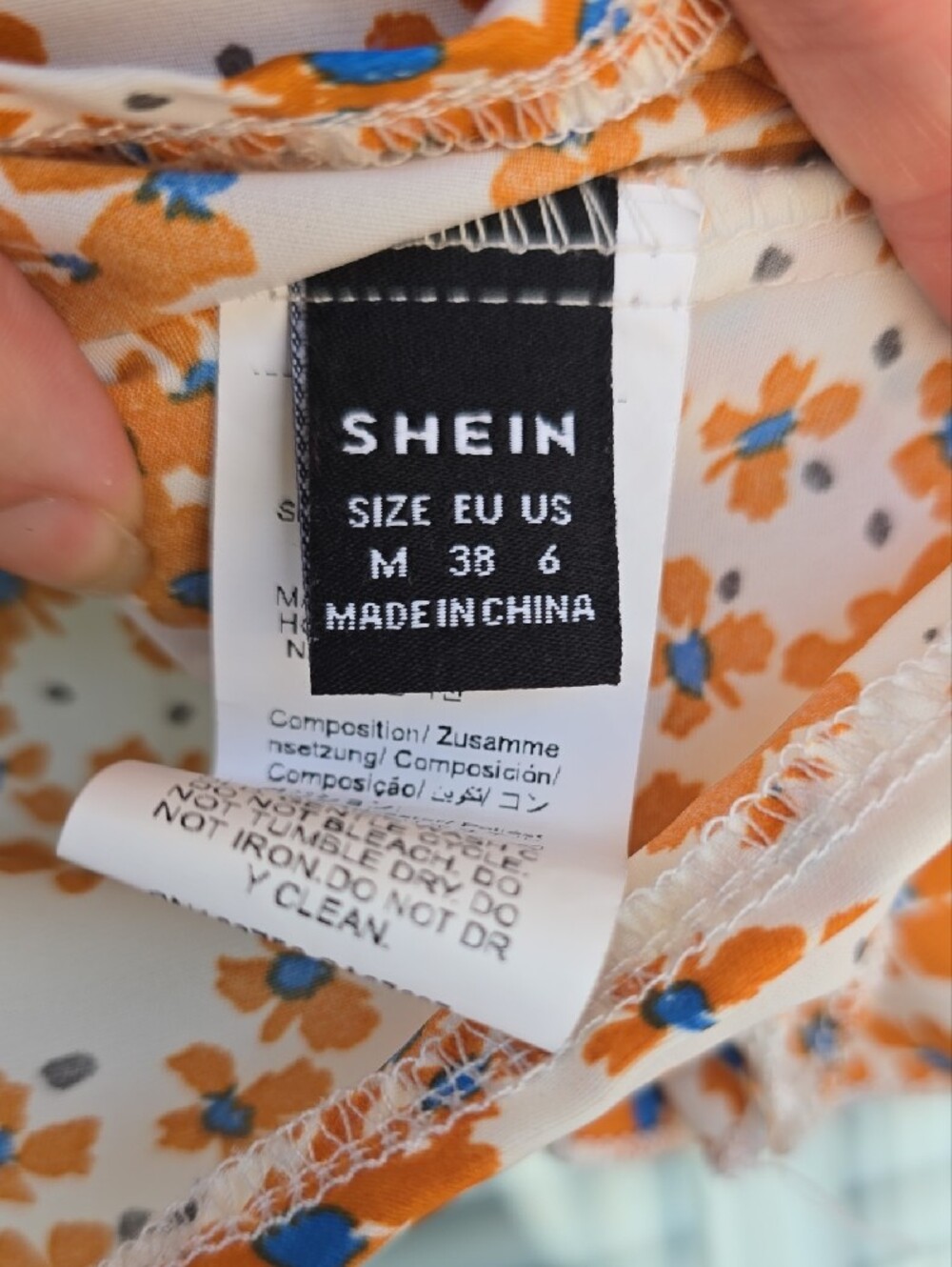 SHEIN Orange Floral Tie-Front Crop Top - M - Picture 6 of 6